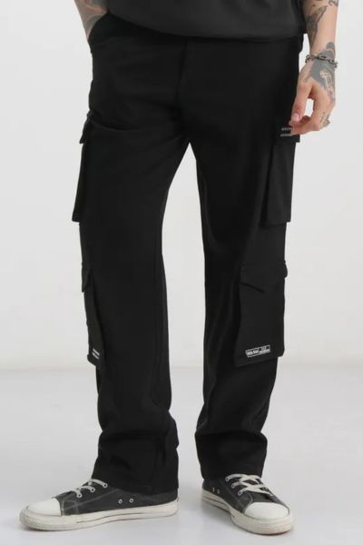 Men Black Iron Man Loose Fit Printed Regular Trouser