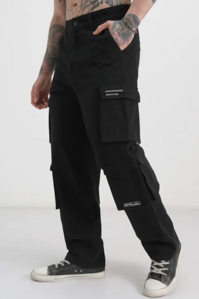 Men Black Iron Man Loose Fit Printed Regular Trouser