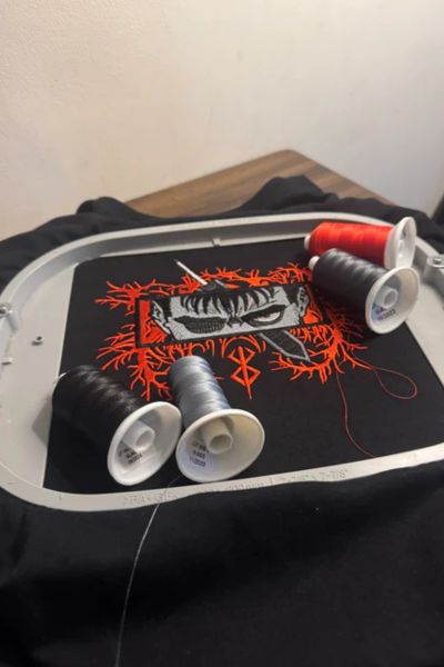 Black Oversized T-Shirt — Embroidered