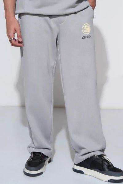 Grey Game Of Thrones Straight Fit Printed Track Pants